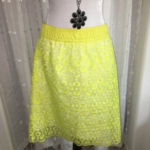 Liz Claiborne: Yellow Embroidered Lace Skirt